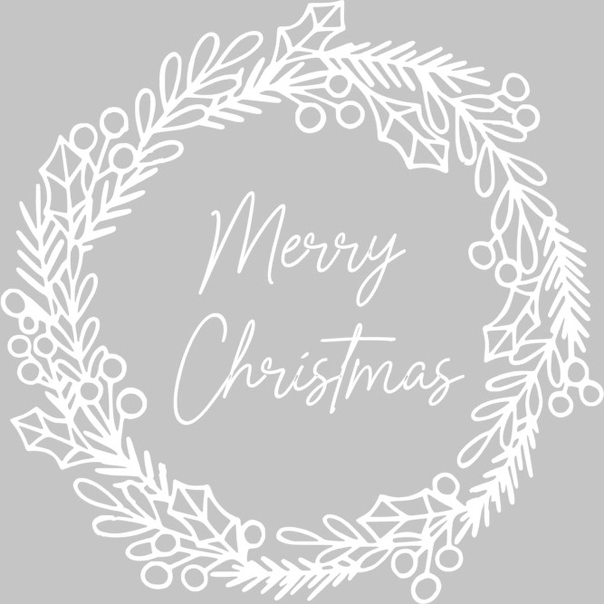 CBL | Raamsticker | Kerstkrans | Wit | 30x30 | herbruikbaar